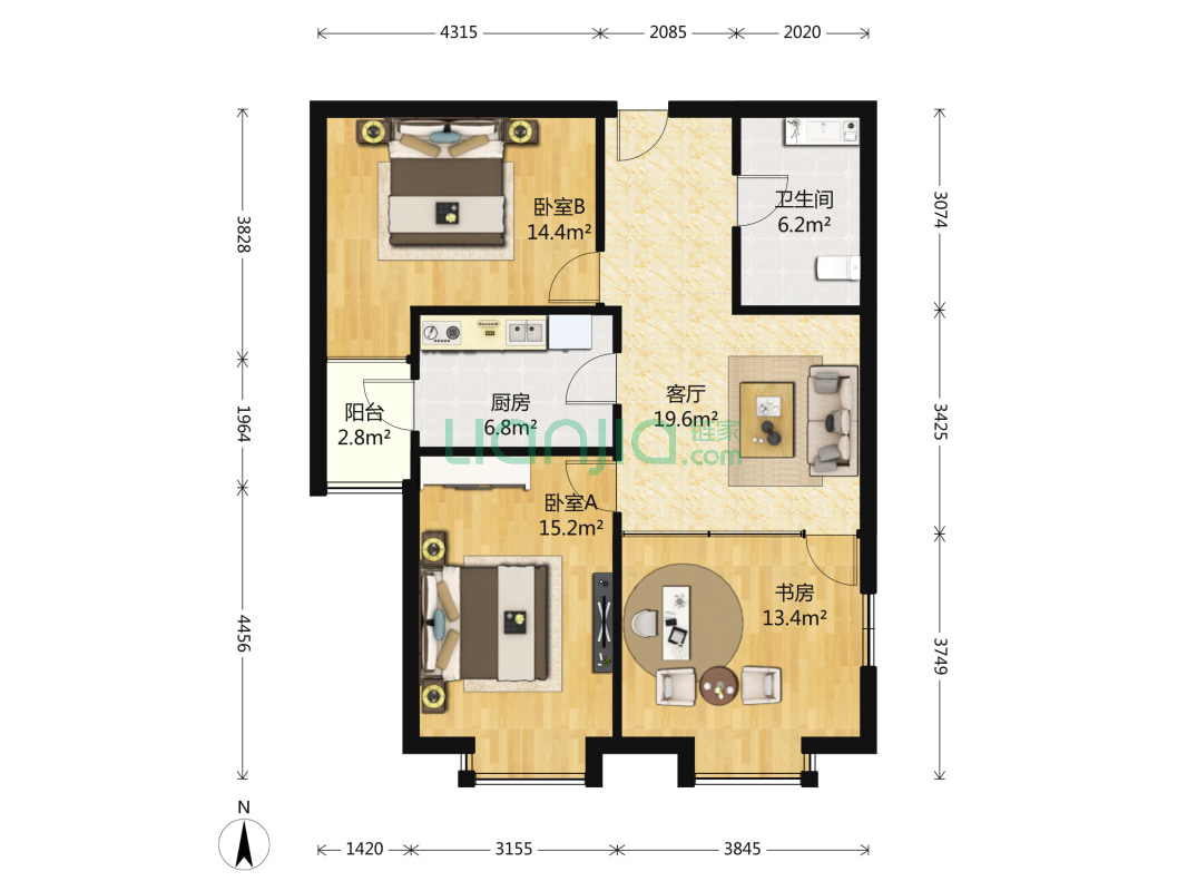 百子湾家园二区 2室1厅 300万