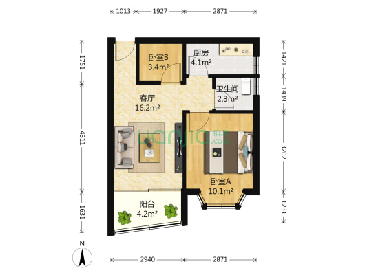 大社区花园 居家小两房  地铁口物业上班方便