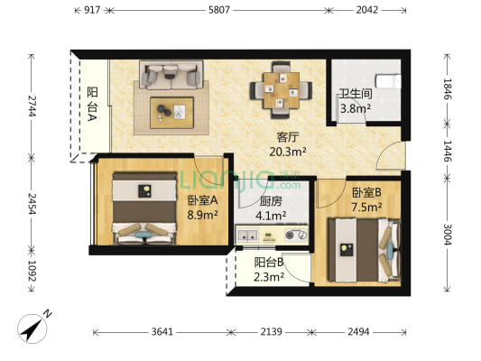 青羊区 新城市广场 中间楼层 户型好