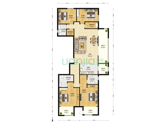 上东8号 4室1厅3卫 275平方