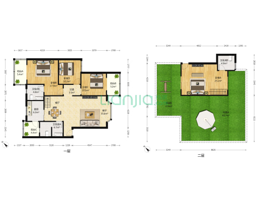 金桔花园一期 4室1厅3卫 134平方