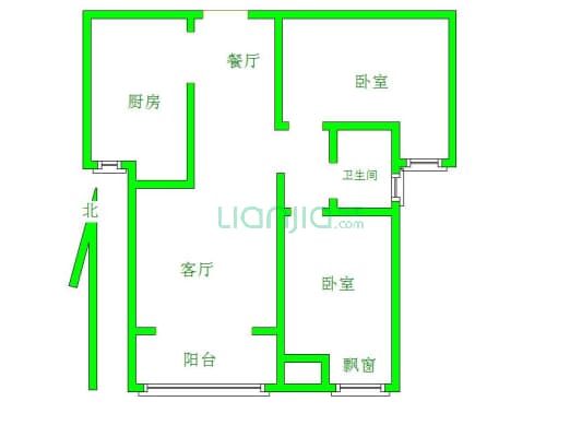 东方云顶 2室1厅 南 北-户型图