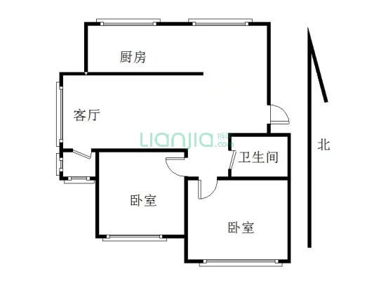 舒雅居三楼83.5平两室一厅一卫-户型图