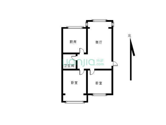 出售双兴家园2居 价格合适采光充沛 带地下室-户型图