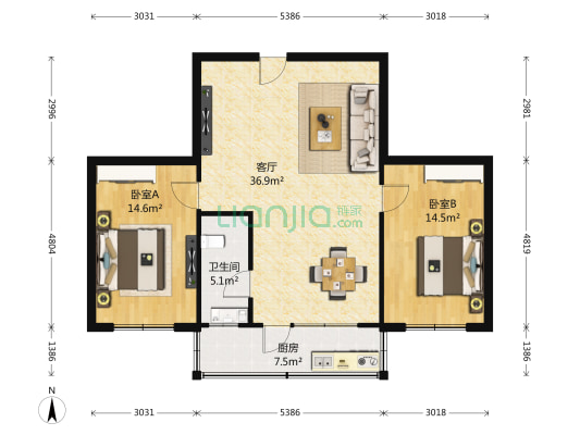 省交通设计院宿舍 2室1厅1卫 98平方
