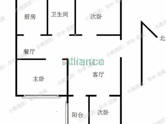 范阳路物探二号院 南北通透三居室 低楼层采光无遮挡-户型图