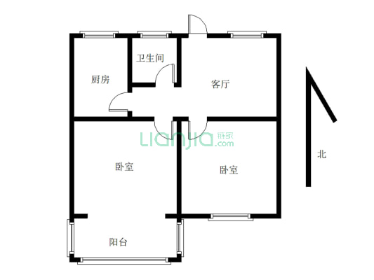 凤美新村 4楼 60平 2室 精装修 拎包入住 总价低-户型图