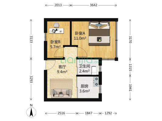 福建新村 2室1厅1卫 38平方