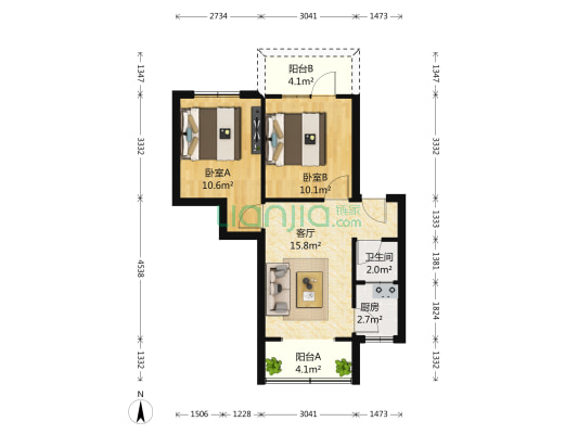 万兴街6号 2室1厅1卫 56平方