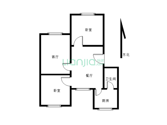 上江北葡萄园小区三室二厅一厨一卫-户型图