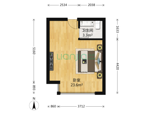 保利康桥 1室0厅1卫 42平方
