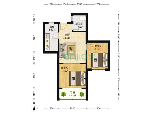 安龙小区 2室1厅1卫 56平方