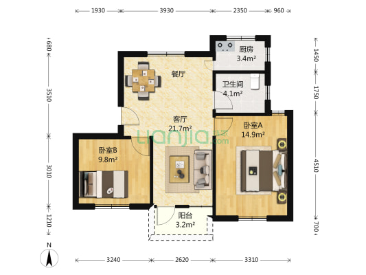 梅花新村(惠南) 2室2厅1卫 75平方