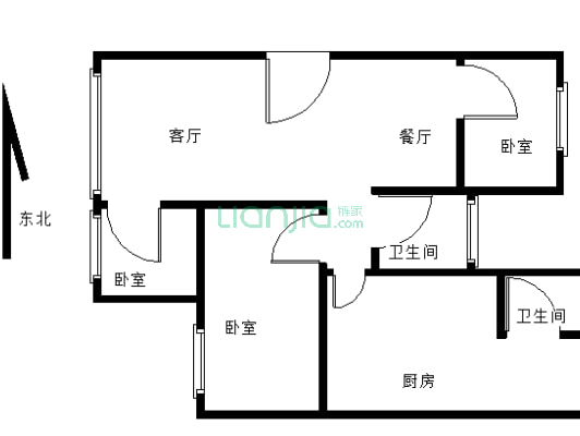 上江北远达尚城，套三双卫，住家装修，干净整洁，急售-户型图