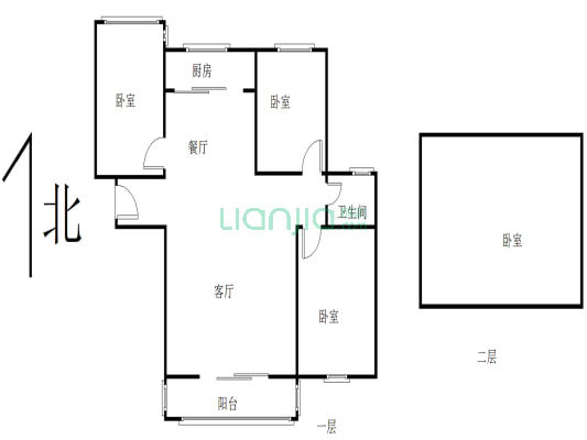 户型通透格局小区环境舒适庆丰街上电梯洋房-户型图