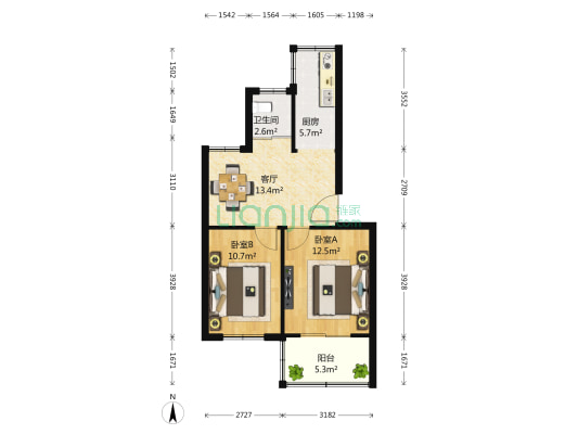 南京师范大学茶苑 2室1厅1卫 64平方