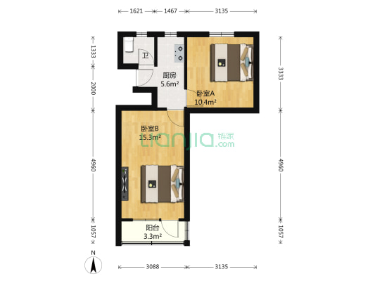 新建路40弄 2室0厅1卫 48平方