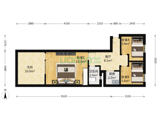 建新小区 3室1厅1卫 55平方