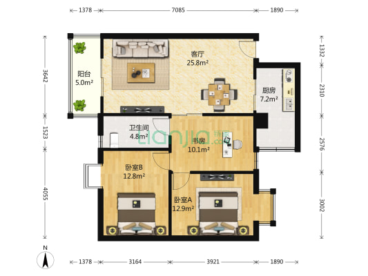 黄埔人家 3室1厅1卫 97平方