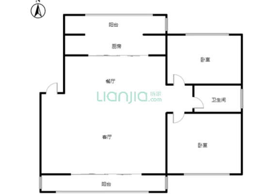 宝林院小区南北通透两居，诚心出售-户型图