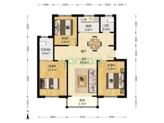 莲花新村五区 3室2厅1卫 0平方