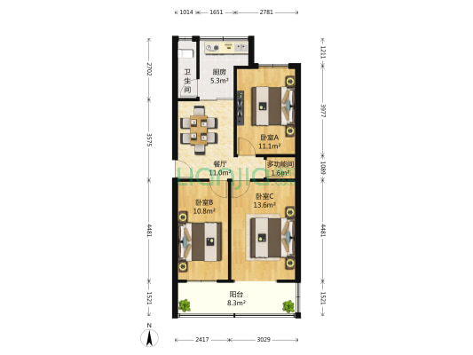 大海阳东街 4室1厅1卫 84平方