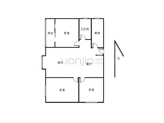 滨江河畔南区3室2厅1卫，小区环境好，适合居住-户型图