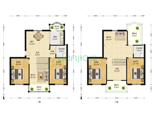 欣欣家园 4室3厅2卫 107平方