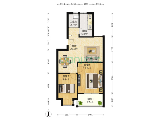 森林湾花园东区 2室1厅1卫 69平方
