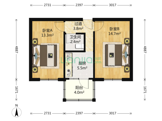 39中共建巷 2室0厅1卫 50平方