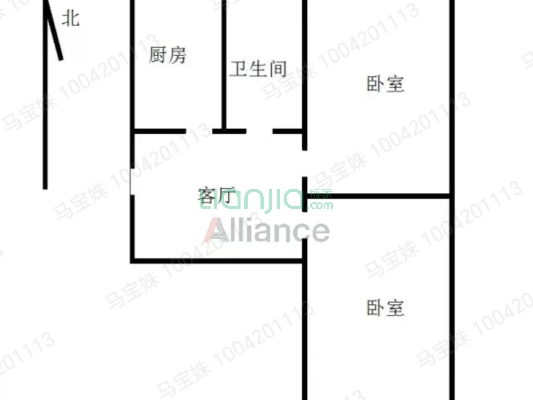 研制厂小区 2室0厅 南 北-户型图