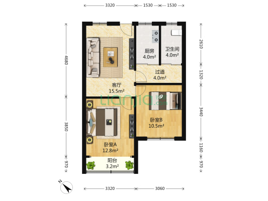 公兴路11号 2室1厅1卫 68平方