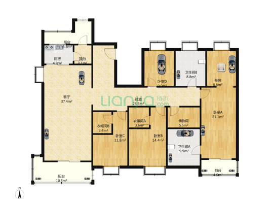 紫薇公园时光 5室1厅2卫 285平方
