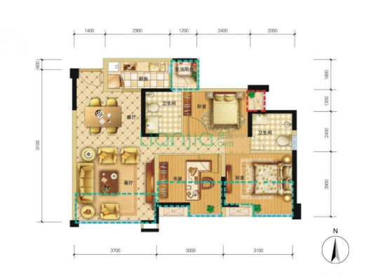 业主自住装修 精装套三 拎包入住