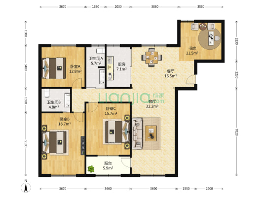 丽都国际 4室2厅2卫 0平方