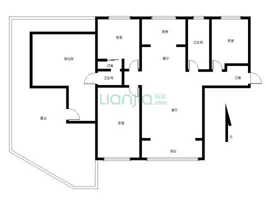 龙湖澜岸小区 3室2厅2卫 交通方便适合居住-户型图