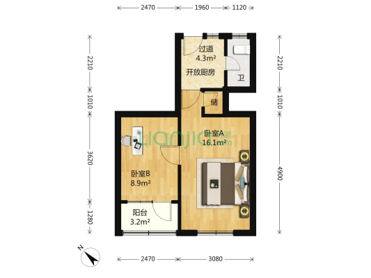 大统路159弄 2室0厅1卫 50平方