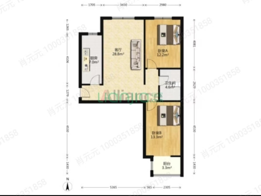 别墅里的观景高层，采光好，空气质量优，适合居住-户型图