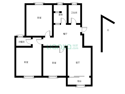 荣桂园 3室2厅 南 北-户型图