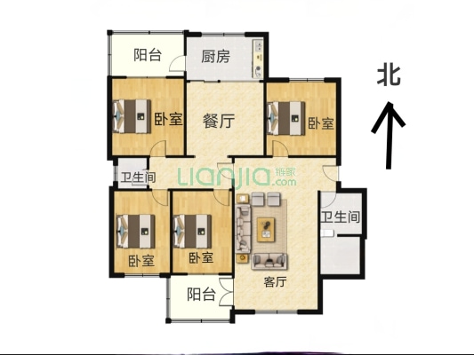 华阳桥东，二康北门，金地小区南北通透大三居-户型图