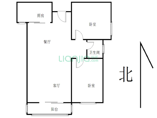 文昌万达旁精装修两室，没怎么住，跟新的差不多-户型图