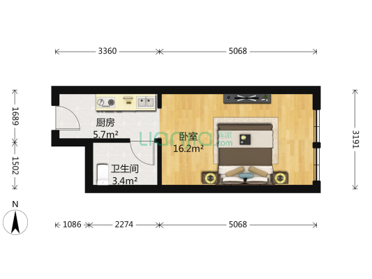 亿达软景E居 1室0厅1卫 42平方