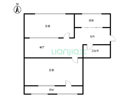 六十七处家属楼 2室1厅 南 北-户型图