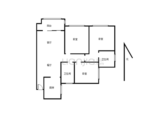 碧桂园3房双卫，中间楼层，采光好，看房方便-户型图