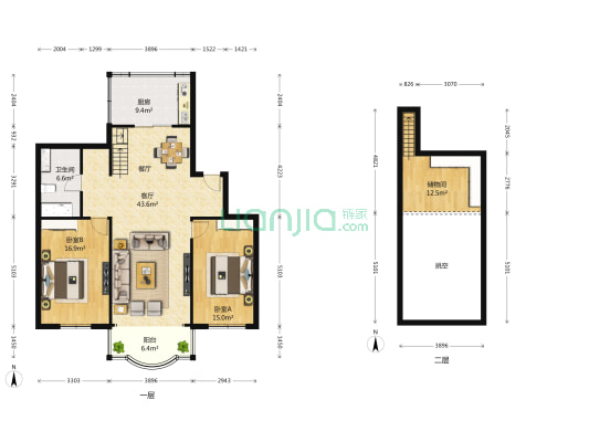 四海花园 2室1厅1卫 109平方