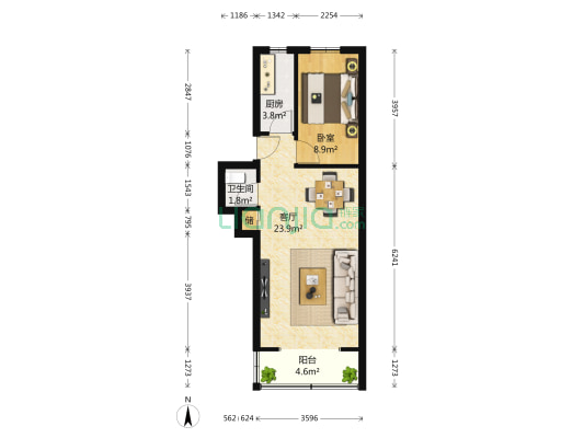 外贸家属楼 1室1厅1卫 56平方