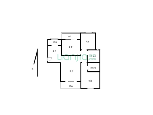 海林哈根城毛坯房三室，看房方便-户型图