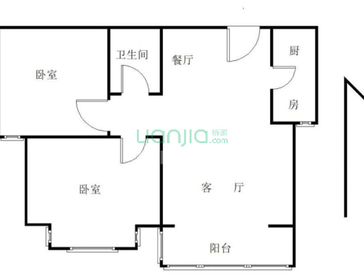 水岸花城 2室1厅 南 北-户型图