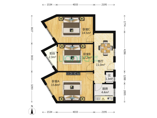 民生大街7号 3室1厅1卫 78平方