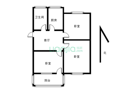凤凰新村5楼 76平 3室1厅 精装车库 45.8万-户型图
